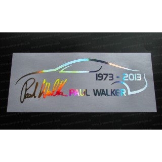 Paul Walker Supra RIP Memorial Tirbute Silver Hologram Neo Mirror Chrome Car Window Bumper Sticker Decal