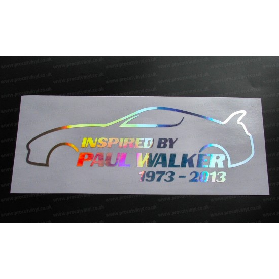 Paul Walker Supra Inspired By RIP Memorial Tirbute Silver Hologram Neo Mirror Chrome Car Window Bumper Sticker Decal