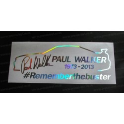 Paul Walker Skyline #Remember The Buster RIP Memorial Tirbute Silver Hologram Neo Mirror Chrome Car Window Bumper Sticker Decal