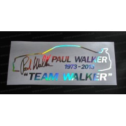Paul Walker Skyline TEAM WALKER RIP Memorial Tirbute Silver Hologram Neo Mirror Chrome Car Window Bumper Sticker Decal