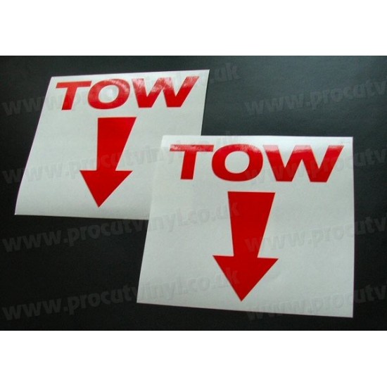 TOW x2 Stickers Car Van Bumper Window Vinyl Decals Graphics