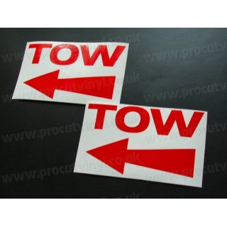TOW x2 Stickers Car Van Bumper Window Vinyl Decals Graphics