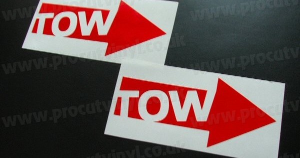 TOW x2 Stickers Car Van Bumper Window Vinyl Decals Graphics