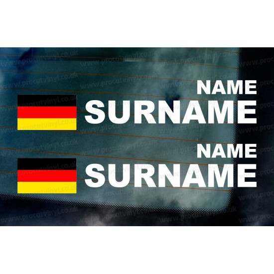 Rally Tag Surname Name Stickers Decals German Germany Flags