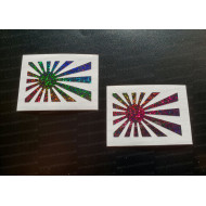 Rising Sun x2 Pair Rainbow Glitter Vinyls Car Window Bumper Stickers Decals