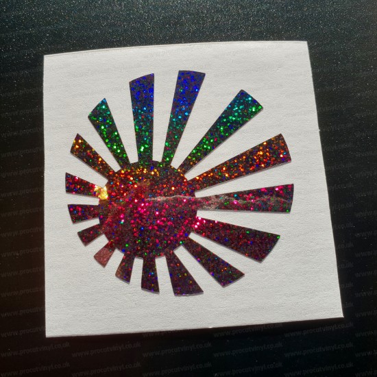 Rising Sun Round x1 Rainbow Glitter Vinyls Car Window Bumper Sticker Decal