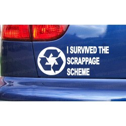 I Survived The Scrappage Scheme Funny Novelty Car Window Bumper Sticker Decal ref:2