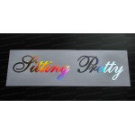 Sitting Pretty Silver Hologram Neo Mirror Chrome Car Window Bumper Sticker Decal