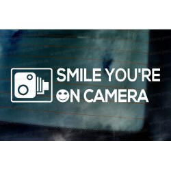 Smile You're on Camera Funny Novelty Car Vinyl Die Cut Window Bumper Sticker Decal Graphic