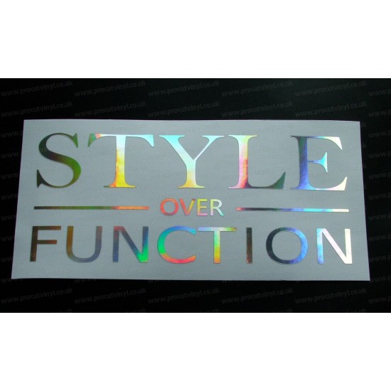 STYLE over FUNCTION Silver Hologram Neo Mirror Chrome Car Window Bumper Sticker Decal