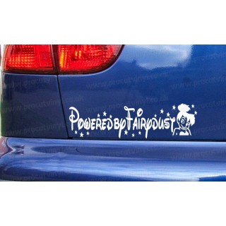 Tinkerbell Fairy POWERED BY FAIRYDUST Novelty Funny Car Bumper Window Sticker Decal