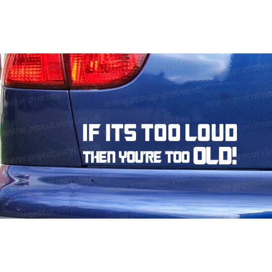 IF ITS TOO LOUD THEN YOU'RE TOO OLD! Funny Novelty Bumper Window Sticker Decal