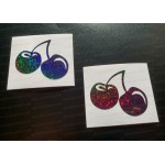 Twin Cherries Funny Novelty Rainbow Glitter Vinyls Car Bumper Window Stickers Decals