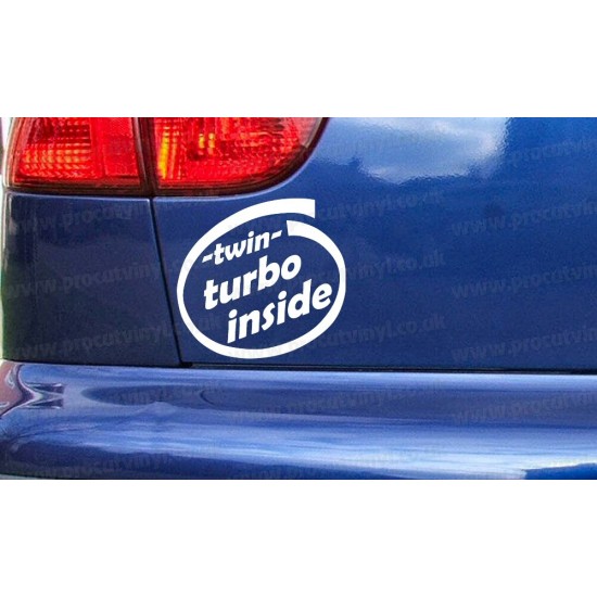 Twin Turbo Inside Car Bumper Window Sticker Decal