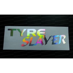 Tyre Slayer Silver Hologram Neo Mirror Chrome Car Window Bumper Sticker Decal