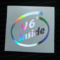 v6 inside Silver Hologram Neo Mirror Chrome Car Window Bumper Sticker Decal
