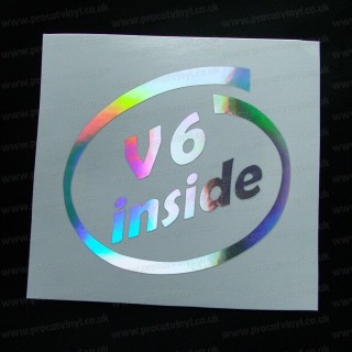 v6 inside Silver Hologram Neo Mirror Chrome Car Window Bumper Sticker Decal