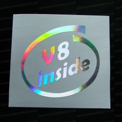 v8 inside Silver Hologram Neo Mirror Chrome Car Window Bumper Sticker Decal