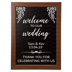 Welcome to our Wedding Sign Vinyl Sticker Decal Only (BLACKBOARD NOT INCLUDED) Personalised Rustic Vintage Name & Date Custom Text Wording ref:1
