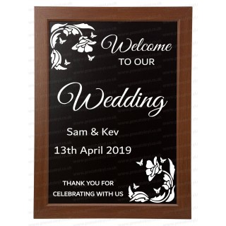 Wedding Welcome Rustic Personalised Decal sticker Wedding Sign Names and Date 