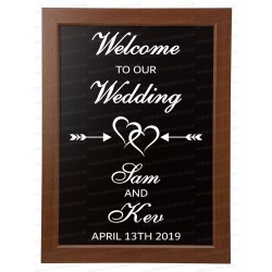 Welcome to our Wedding Sign Vinyl Sticker Decal Only (BLACKBOARD NOT INCLUDED) Personalised Rustic Vintage Name & Date Custom Text Wording ref:5