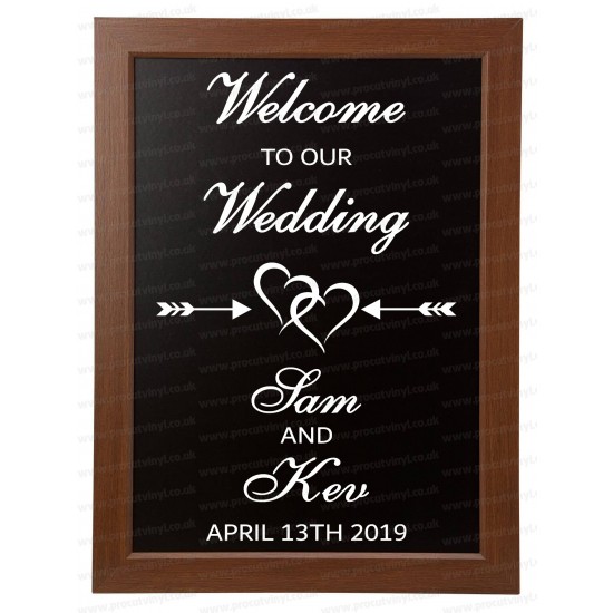 Welcome to our Wedding Sign Vinyl Sticker Decal Only (BLACKBOARD NOT INCLUDED) Personalised Rustic Vintage Name & Date Custom Text Wording ref:5