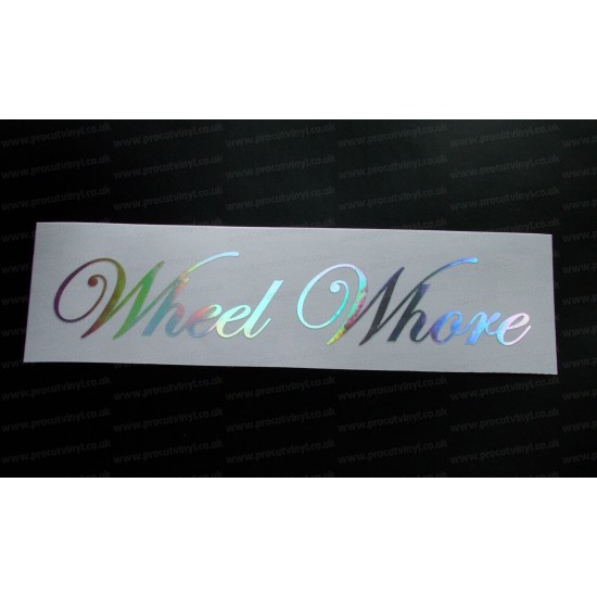 Wheel Whore Silver Hologram Neo Mirror Chrome Car Window Bumper Sticker Decal