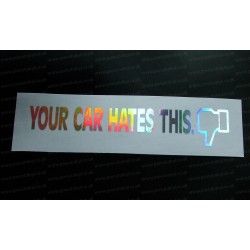 Your Car Hates This Silver Hologram Neo Mirror Chrome Car Window Bumper Sticker Decal