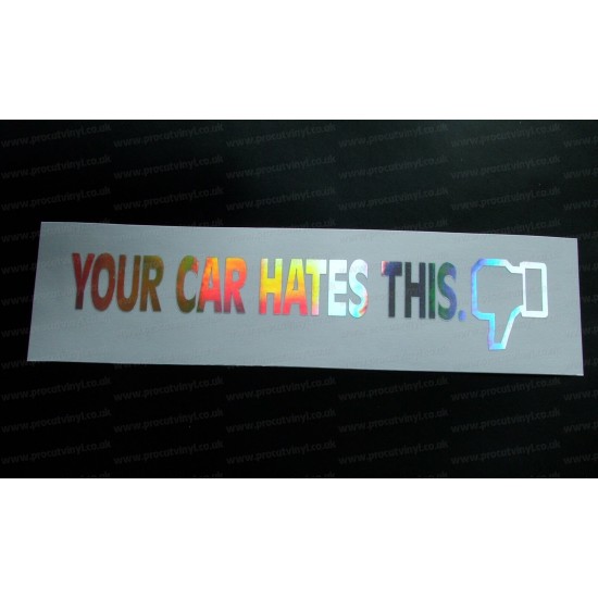 Your Car Hates This Silver Hologram Neo Mirror Chrome Car Window Bumper Sticker Decal