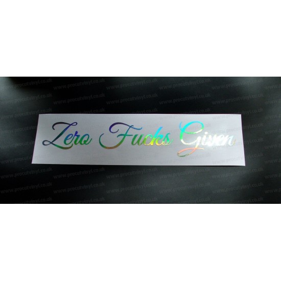 Zero F*cks Given Silver Hologram Neo Mirror Chrome Car Window Bumper Sticker Decal