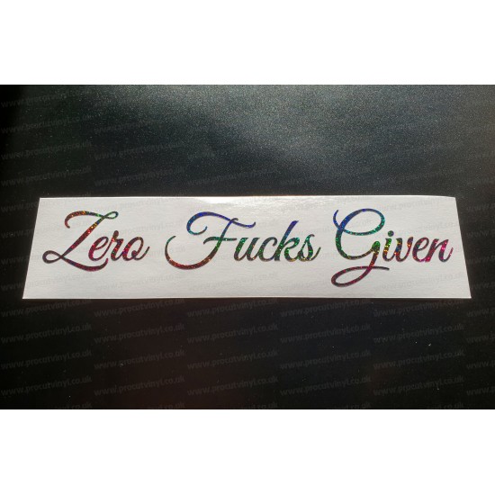 Zero Fuks Given Vinyl Die Cut Window Bumper Sticker Decal Graphic Rainbow Glitter Vinyls