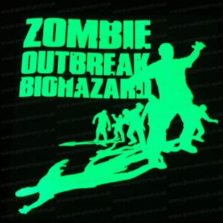 Zombie Outbreak Biohazard Glow in the Dark Luminescent Sticker Decal