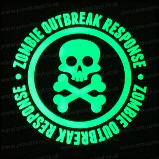 Zombies Outbreak Response Glow in the Dark Luminescent Sticker Decal