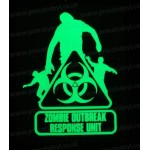 Zombies Outbreak Response Unit Glow in the Dark Luminescent Sticker Decal