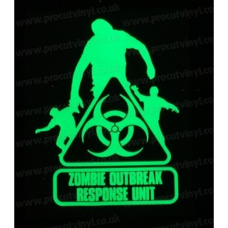 Zombies Outbreak Response Unit Glow in the Dark Luminescent Sticker Decal