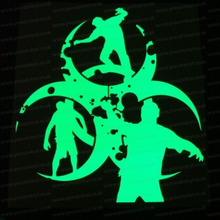 Zombies Biohazard Glow in the Dark Luminescent Sticker Decal