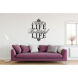 A Simple Life Is A Beautiful Life Custom Sizes Small to Large Quotes Phrases Bedroom Kitchen Lounge Living Room DIY Wall Art Home Decorative Decoration Decor Vinyl Die Cut Sticker Decal ref:003 