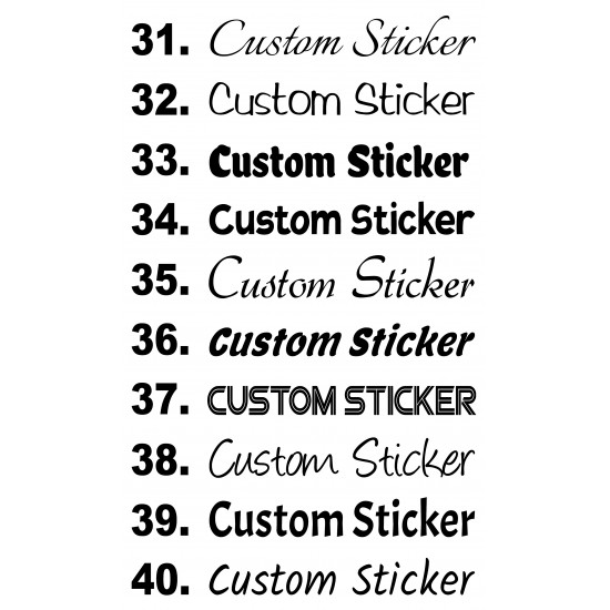 Silver Hologram Neo Chrome Custom Personalised Slogan Name Lettering Quotes Decals Stickers Text Font List 31-40