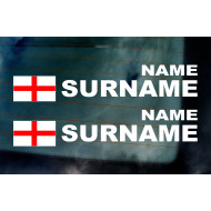 Rally Tag Surname Name Stickers Decals St George England Flags