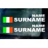 Rally Tag Surname Name Stickers Decals Republic of Ireland Flags