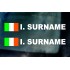 Rally Tag Surname Name Stickers Decals Republic of Ireland Flags