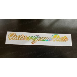Haters Gonna Hate Vinyl Die Cut Window Bumper Sticker Decal Graphic Silver Gold Hologram Neo Chrome