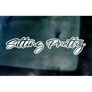 Sitting Pretty Vinyl Die Cut Window Bumper Sticker Decal Graphic