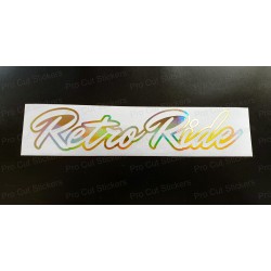 Retro Ride Vinyl Die Cut Window Bumper Sticker Decal Graphic Silver Gold Hologram Neo Chrome
