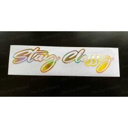 Stay Classy Gold Silver Hologram Neo Mirror Chrome Car Window Bumper Sticker Decal