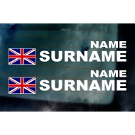 Rally Tag Surname Name Stickers Decals Union Jack Flags