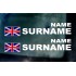 Rally Tag Surname Name Stickers Decals Union Jack Flags