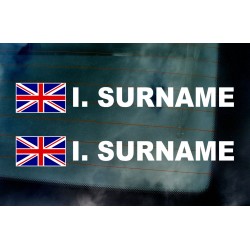 Rally Tag Surname Name Stickers Decals Union Jack Flags