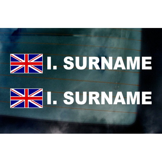 thumbnail interactive-video image 1 of 2 Large Rally Name Surname Car Window Stickers – Union Jack Flag – Pro Cut Stickers 1 of 5