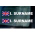 Rally Tag Surname Name Stickers Decals Union Jack Flags